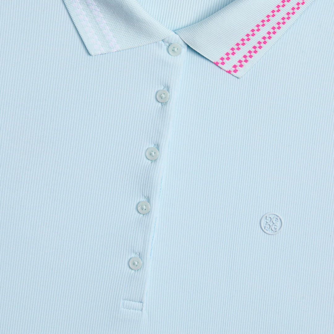 G/FORE WOMENS CHECKERED COLLAR RIBBED TECH POLO - DAYBREAK