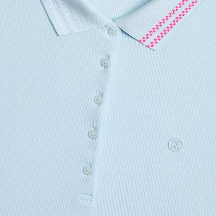 G/FORE WOMENS CHECKERED COLLAR RIBBED TECH POLO - DAYBREAK