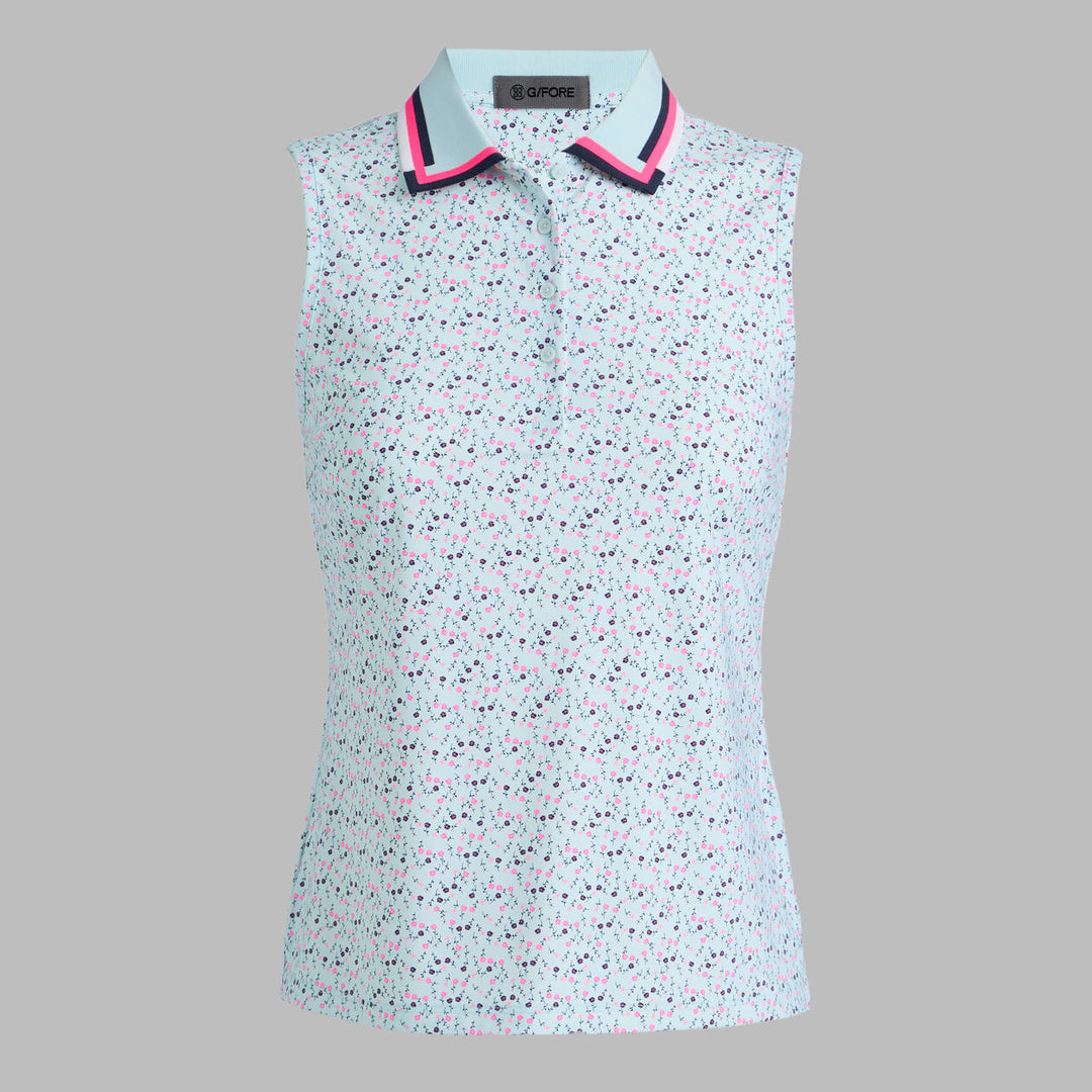 G/FORE WOMENS AYE POPPY SILKY TECH NYLON SLEEVELESS POLO - DAYBREAK / KNOCKOUT PINK