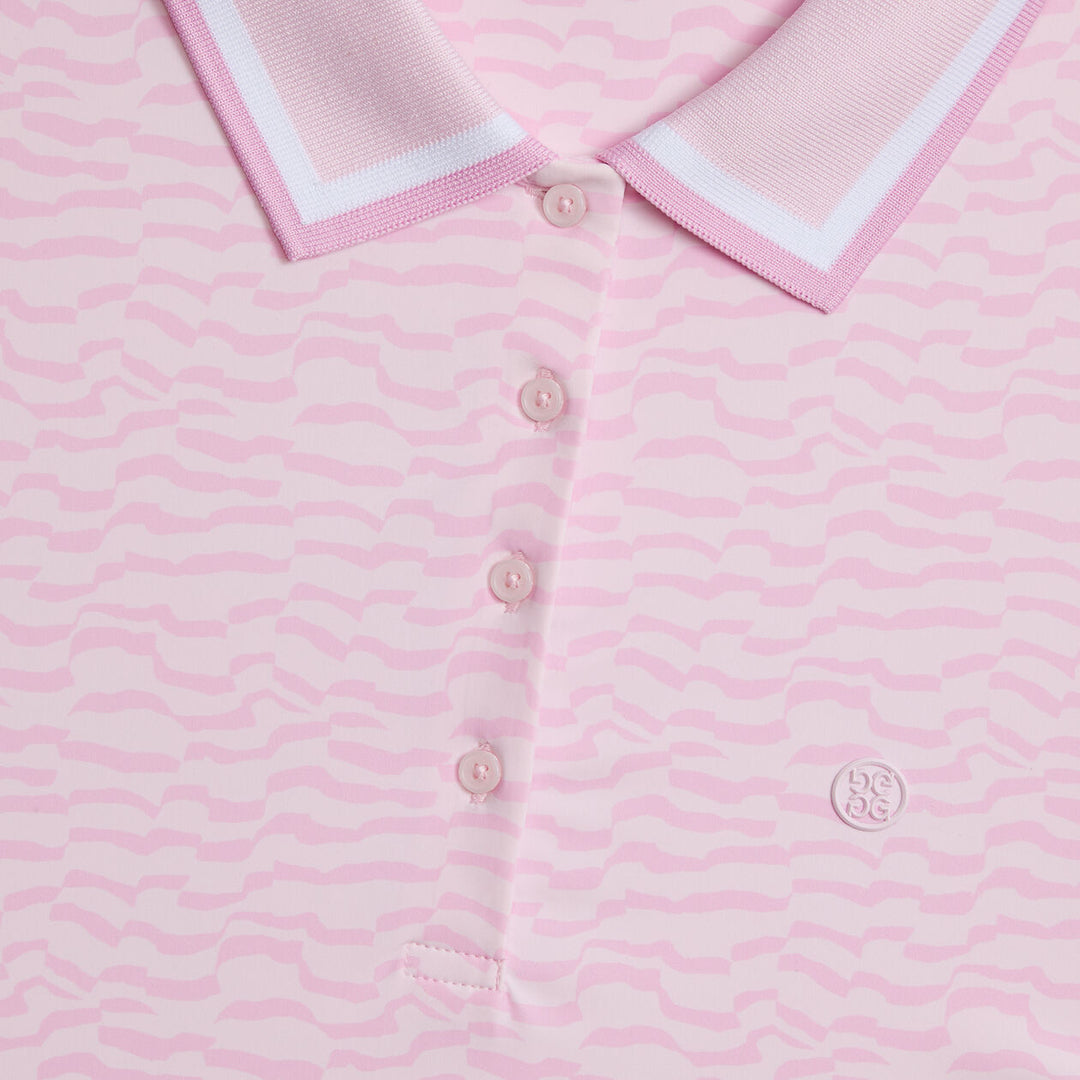 G/FORE WOMENS SPLIT STRIPE SILKY TECH NYLON SLEEVELESS POLO - BLUSH