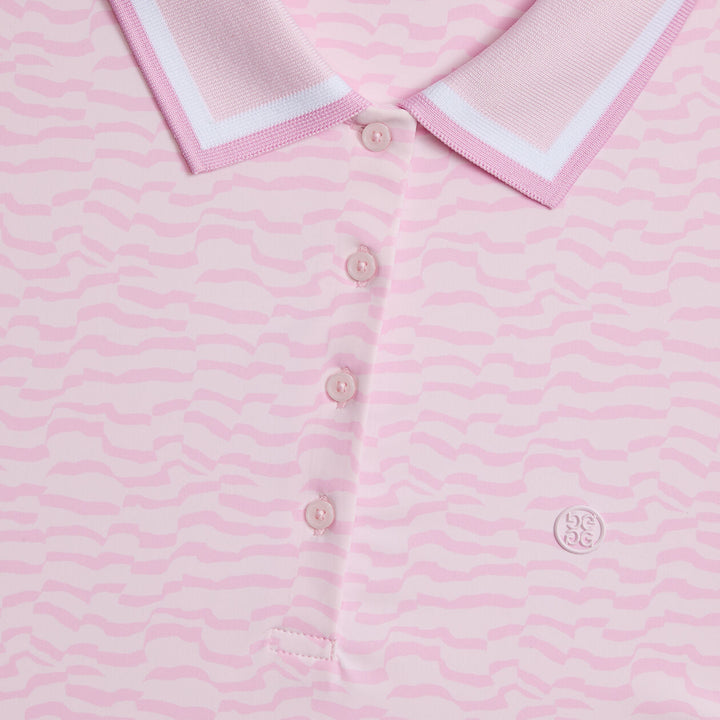 G/FORE WOMENS SPLIT STRIPE SILKY TECH NYLON SLEEVELESS POLO - BLUSH