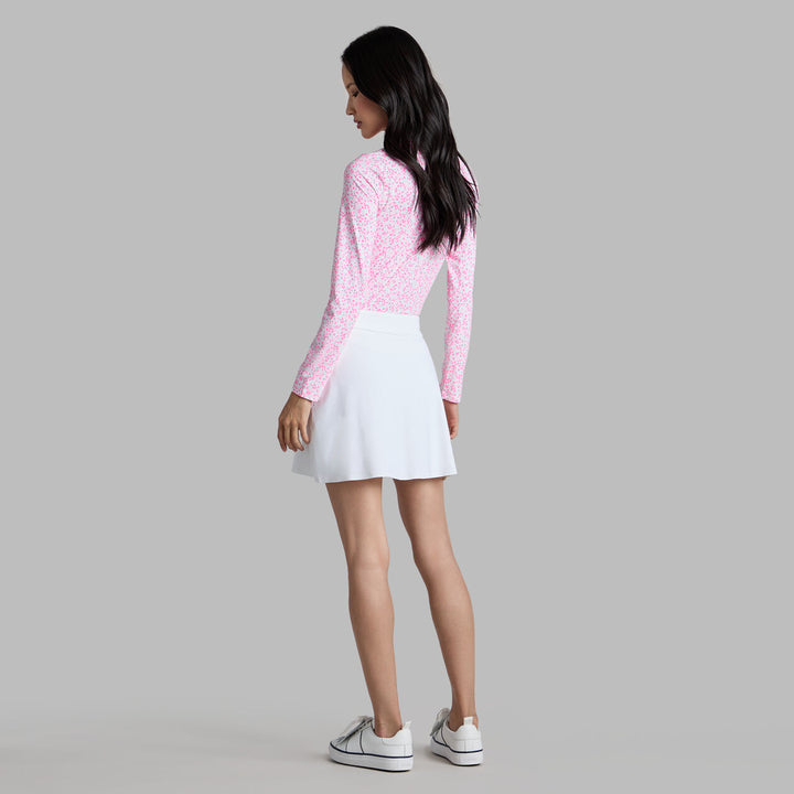 G/FORE WOMENS DITSY FLORAL TECH JERSEY LONG SLEEVE POLO - SNOW