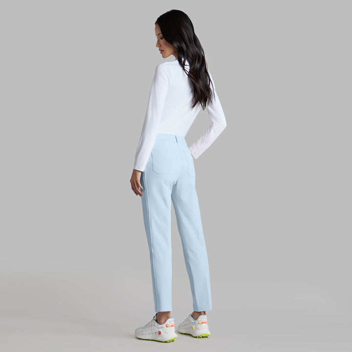 G/FORE WOMENS CONTRAST COLLAR SILKY TECH NYLON LONG SLEEVE POLO - SNOW