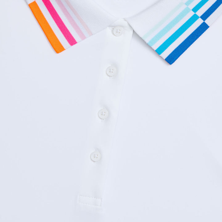 G/FORE WOMENS CONTRAST COLLAR SILKY TECH NYLON LONG SLEEVE POLO - SNOW