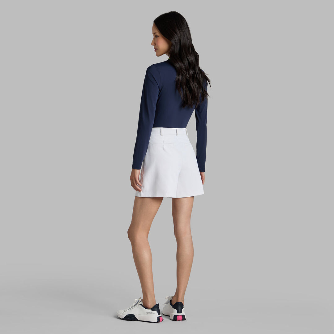 G/FORE WOMENS CONTRAST COLLAR SILKY TECH NYLON LONG SLEEVE POLO - TWILIGHT