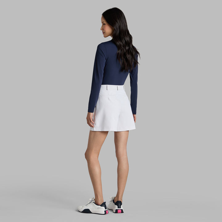 G/FORE WOMENS CONTRAST COLLAR SILKY TECH NYLON LONG SLEEVE POLO - TWILIGHT