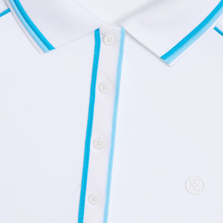 G/FORE WOMENS CONTRAST TRIM SILKY TECH NYLON LONG SLEEVE POLO - SNOW