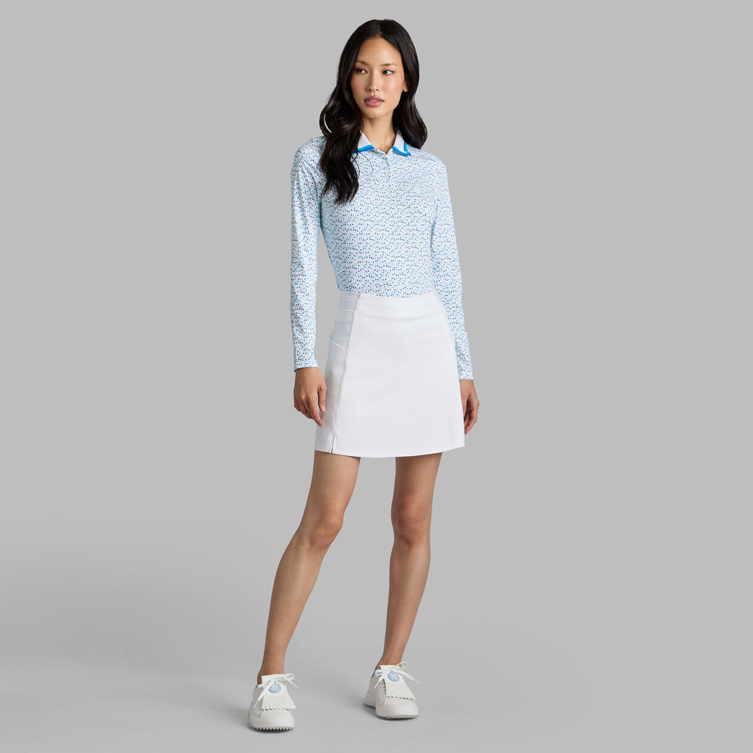 G/FORE WOMENS AYE POPPY SILKY TECH NYLON LONG SLEEVE POLO - SNOW