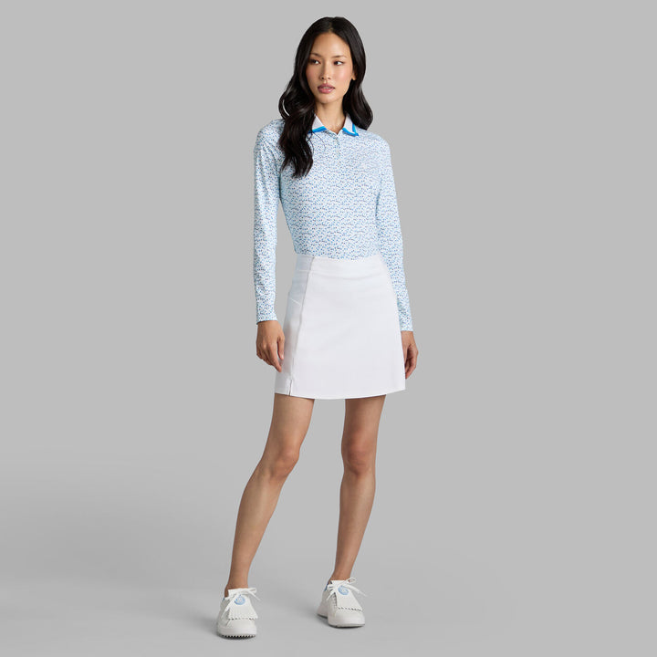 G/FORE WOMENS AYE POPPY SILKY TECH NYLON LONG SLEEVE POLO - SNOW
