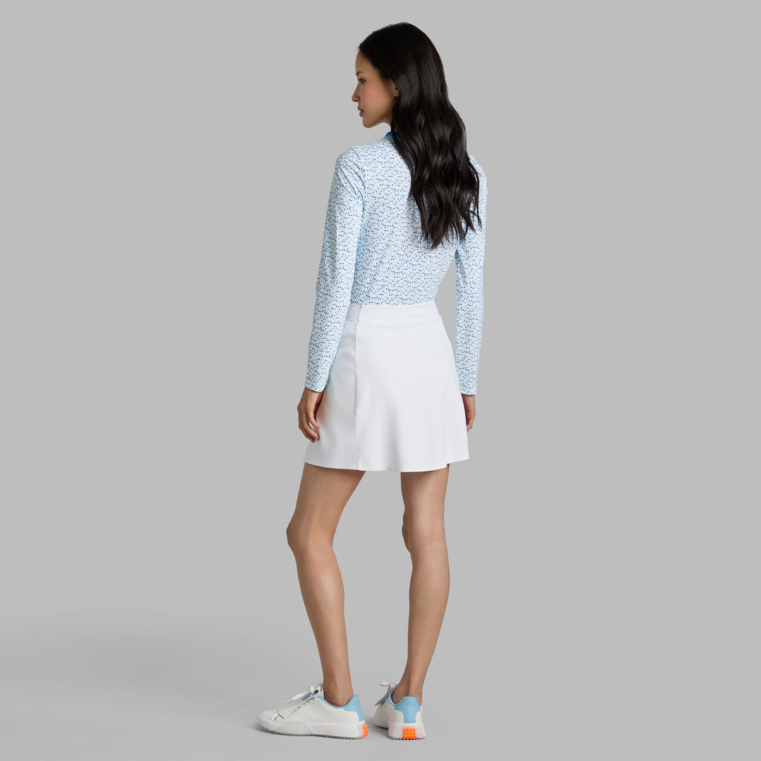 G/FORE WOMENS AYE POPPY SILKY TECH NYLON LONG SLEEVE POLO - SNOW