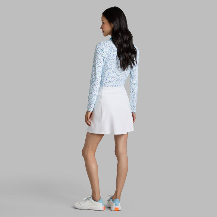 G/FORE WOMENS AYE POPPY SILKY TECH NYLON LONG SLEEVE POLO - SNOW