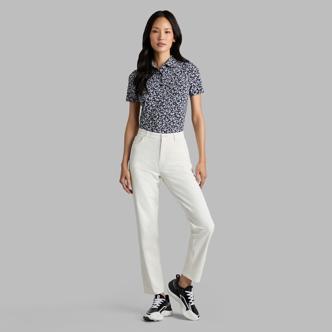 G/FORE WOMENS DITSY FLORAL SILKY TECH NYLON POLO - ONYX