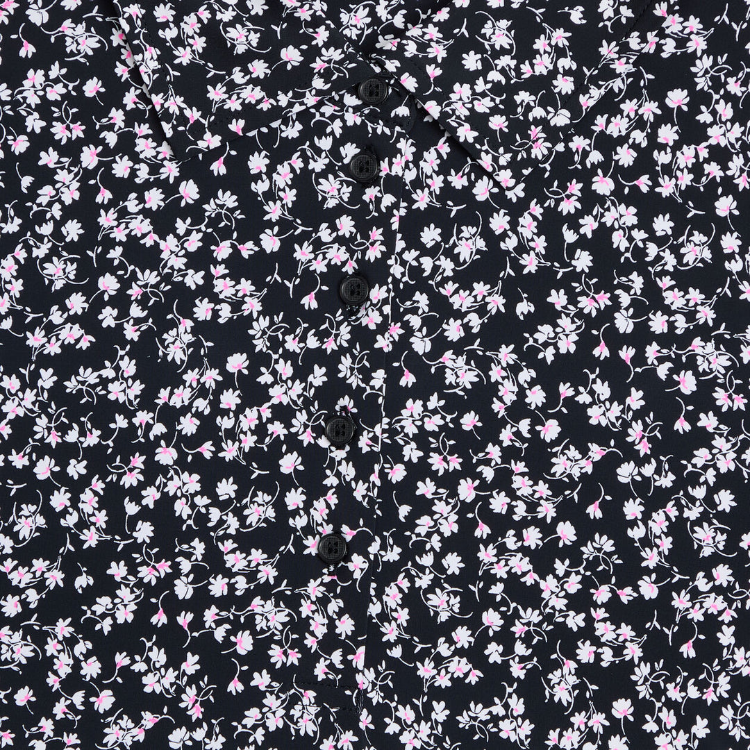 G/FORE WOMENS DITSY FLORAL SILKY TECH NYLON POLO - ONYX