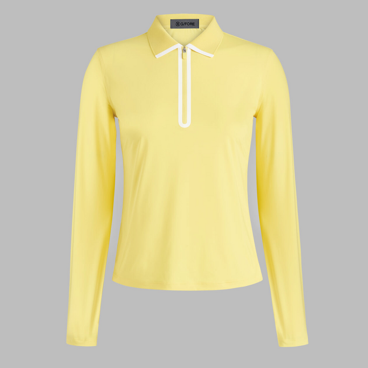 G/FORE WOMENS SILKY TECH NYLON LONG SLEEVE ZIP POLO - CANARY