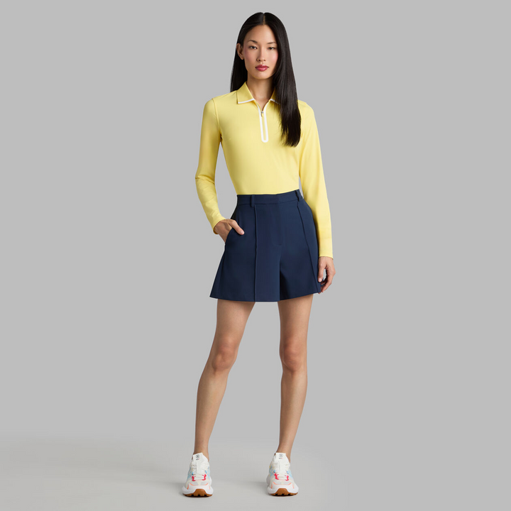 G/FORE WOMENS SILKY TECH NYLON LONG SLEEVE ZIP POLO - CANARY