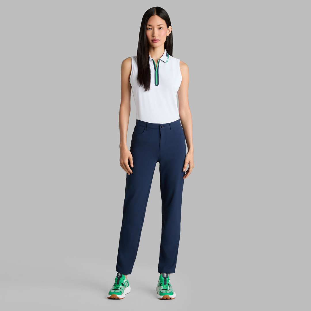 G/FORE WOMENSCONTRAST TECH PIQUÉ SLEEVELESS POLO - SNOW