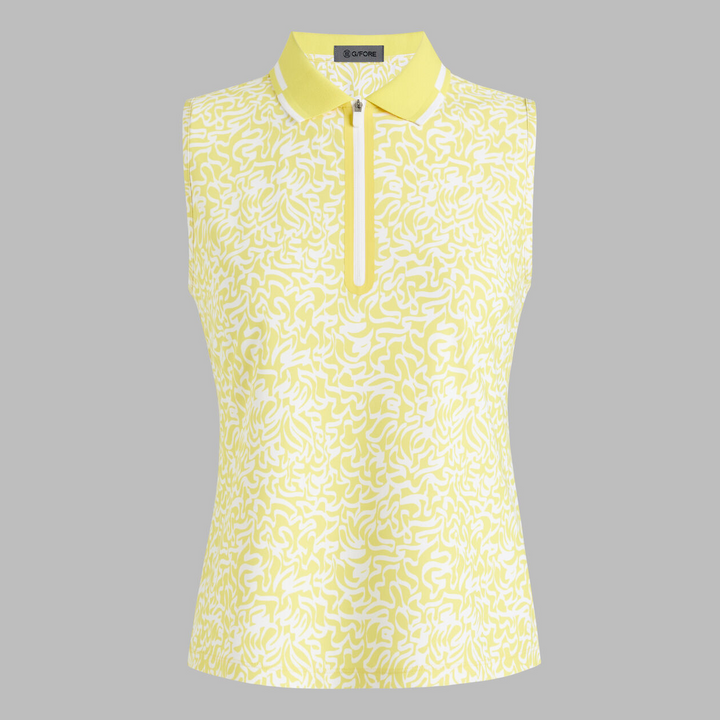 G/FORE WOMEN'S SCRIBBLE TECH PIQUÉ SLEEVELESS POLO - CANARY