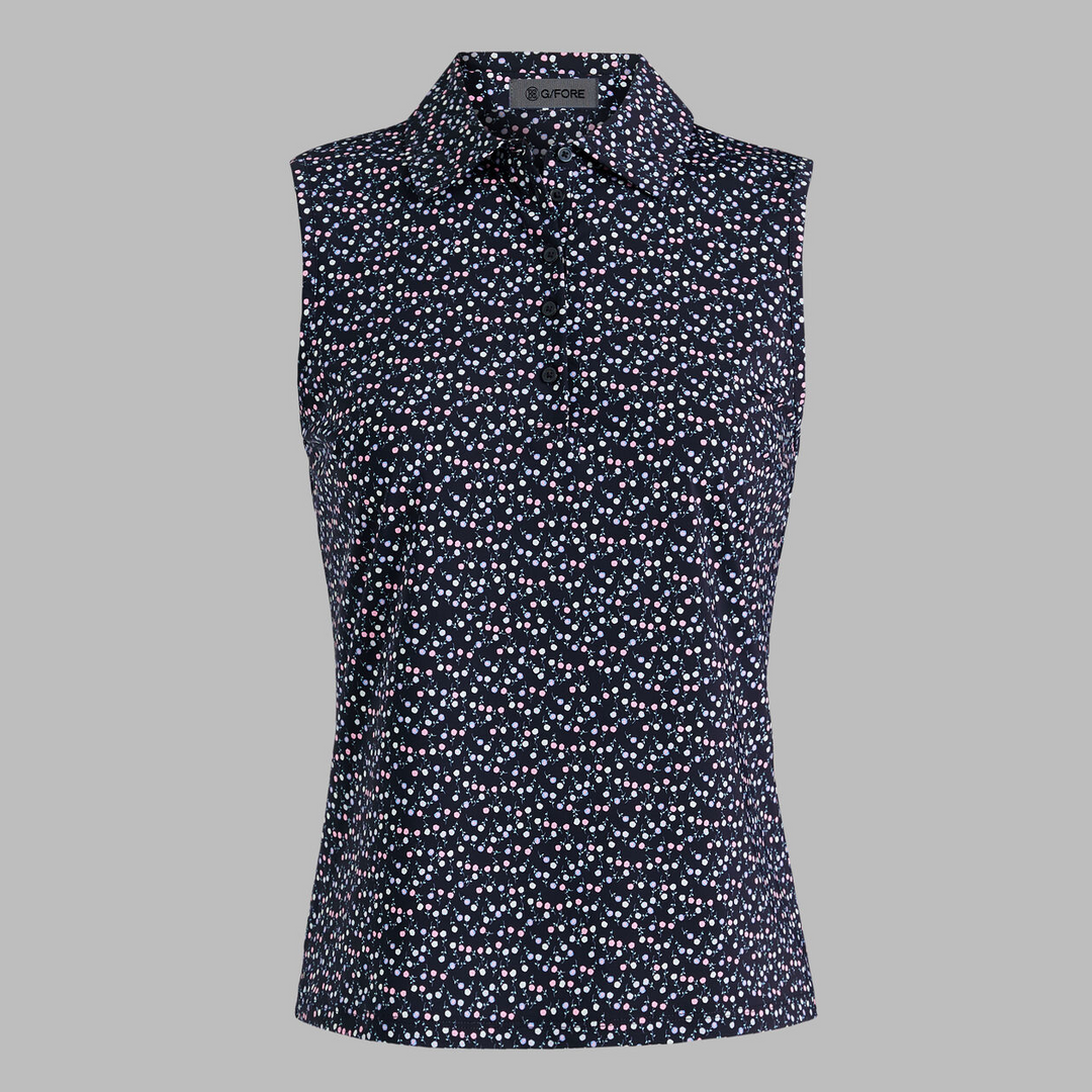 G/FORE WOMENS AYE POPPY SILKY TECH NYLON SLEEVELESS POLO - TWILIGHT