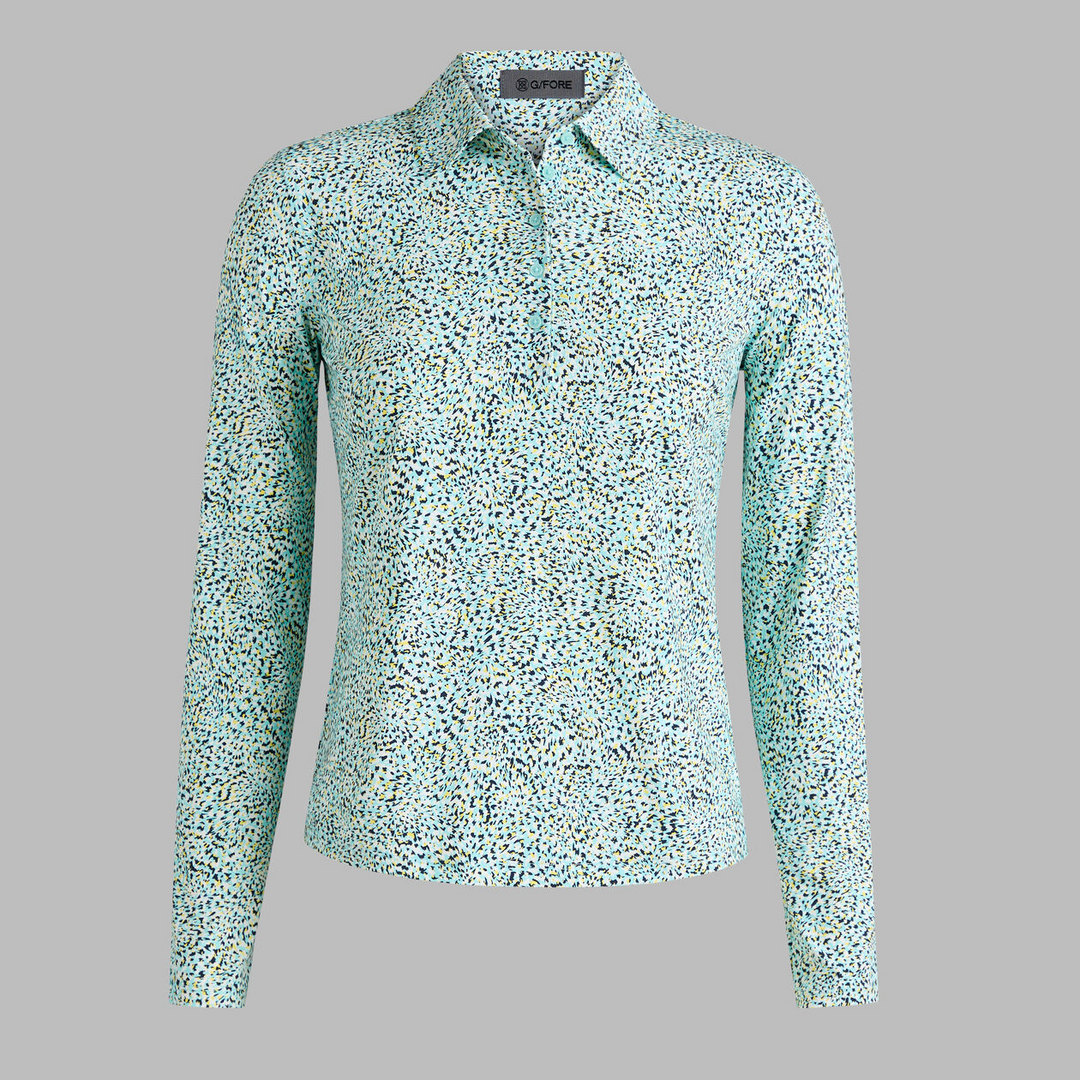 G/FORE WOMENS FIREWORKS SILKY TECH NYLON LONG SLEEVE POLO - CENOTE