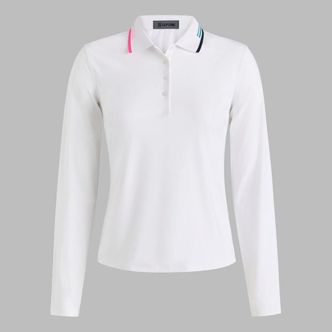 G/FORE WOMENS SILKY TECH NYLON LONG SLEEVE POLO - SNOW
