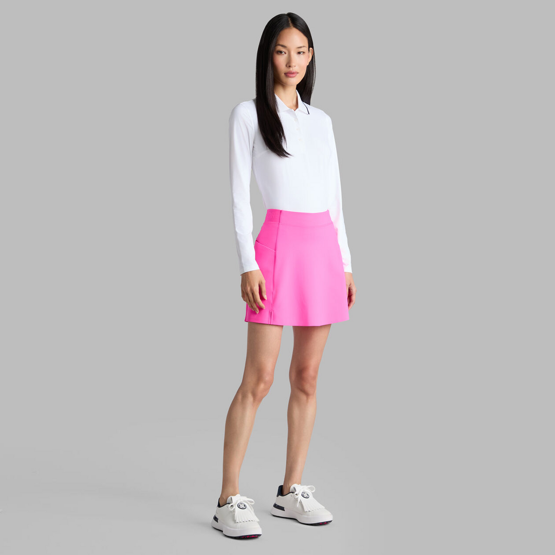 G/FORE WOMENS SILKY TECH NYLON LONG SLEEVE POLO - SNOW