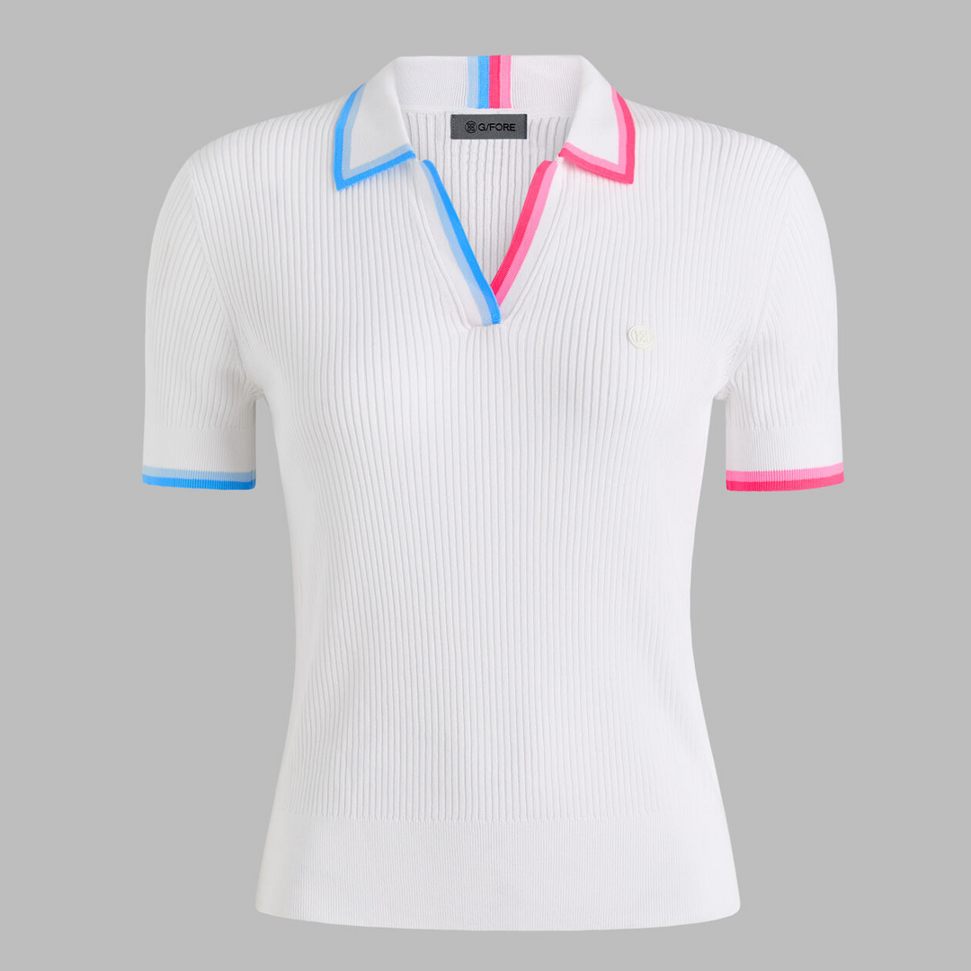 G/FORE WOMEN'S JOHNNY COLLAR COTTON BLEND RIB POLO - SNOW