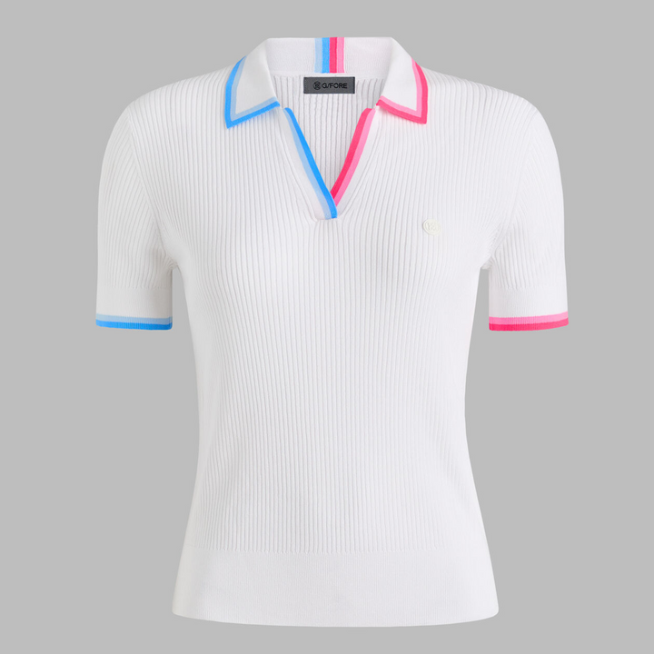 G/FORE WOMEN'S JOHNNY COLLAR COTTON BLEND RIB POLO - SNOW