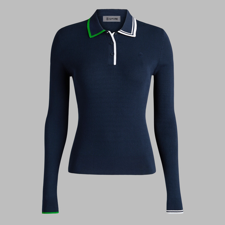 G/FORE WOMEN'S VISCOSE BLEND LONG SLEEVE KNIT POLO - TWILIGHT