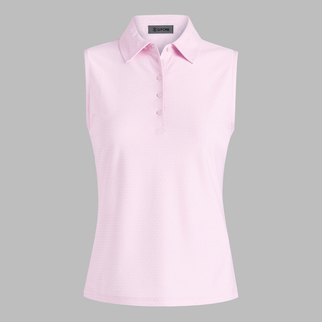 G/FORE WOMENS GEO TECH PIQUÉ SLEEVELESS POLO - BLUSH