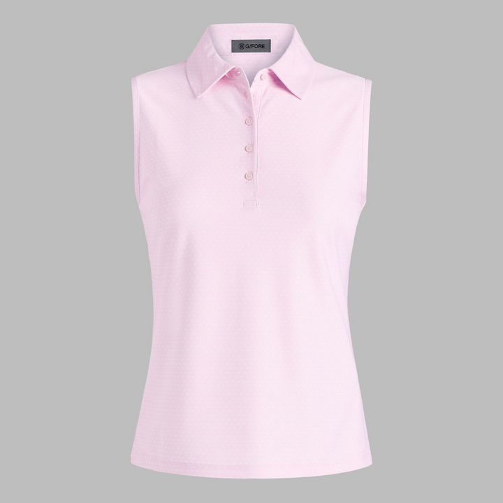 G/FORE WOMENS GEO TECH PIQUÉ SLEEVELESS POLO - BLUSH