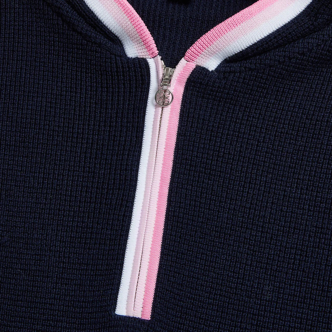 G/FORE WOMEN'S WAFFLE STITCH MERINO WOOL HOODED QUARTER ZIP SWEATER - TWILIGHT