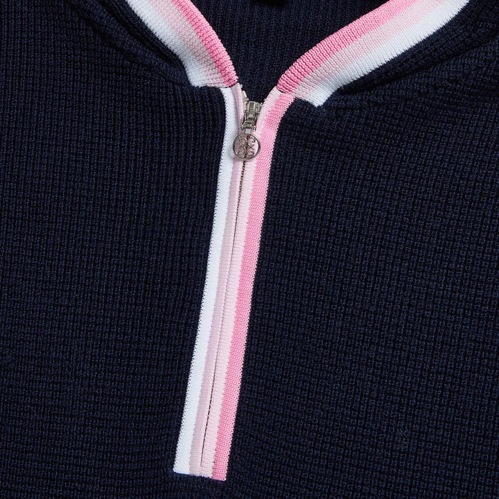 G/FORE WOMEN'S WAFFLE STITCH MERINO WOOL HOODED QUARTER ZIP SWEATER - TWILIGHT