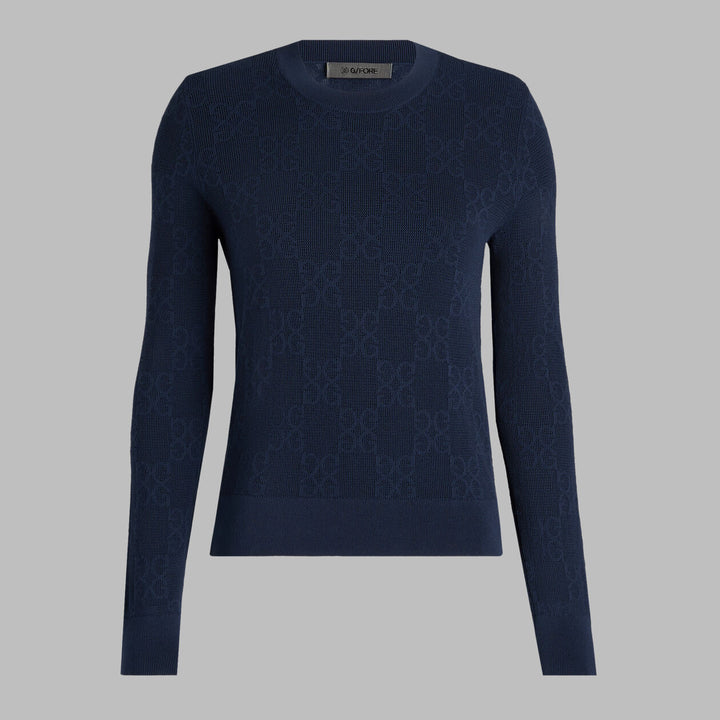 G/FORE WOMENS POINTELLE G CREWNECK SWEATER - TWILIGHT