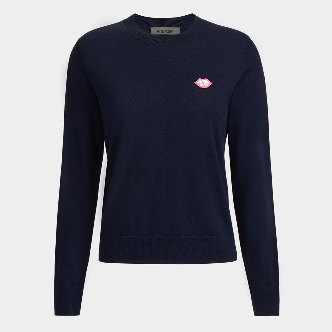 G/FORE WOMEN'S MOTHER GOLFER MERINO WOOL CREWNECK SWEATER - TWILIGHT