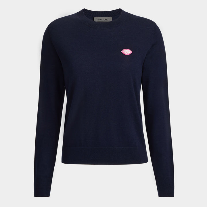 G/FORE WOMEN'S MOTHER GOLFER MERINO WOOL CREWNECK SWEATER - TWILIGHT