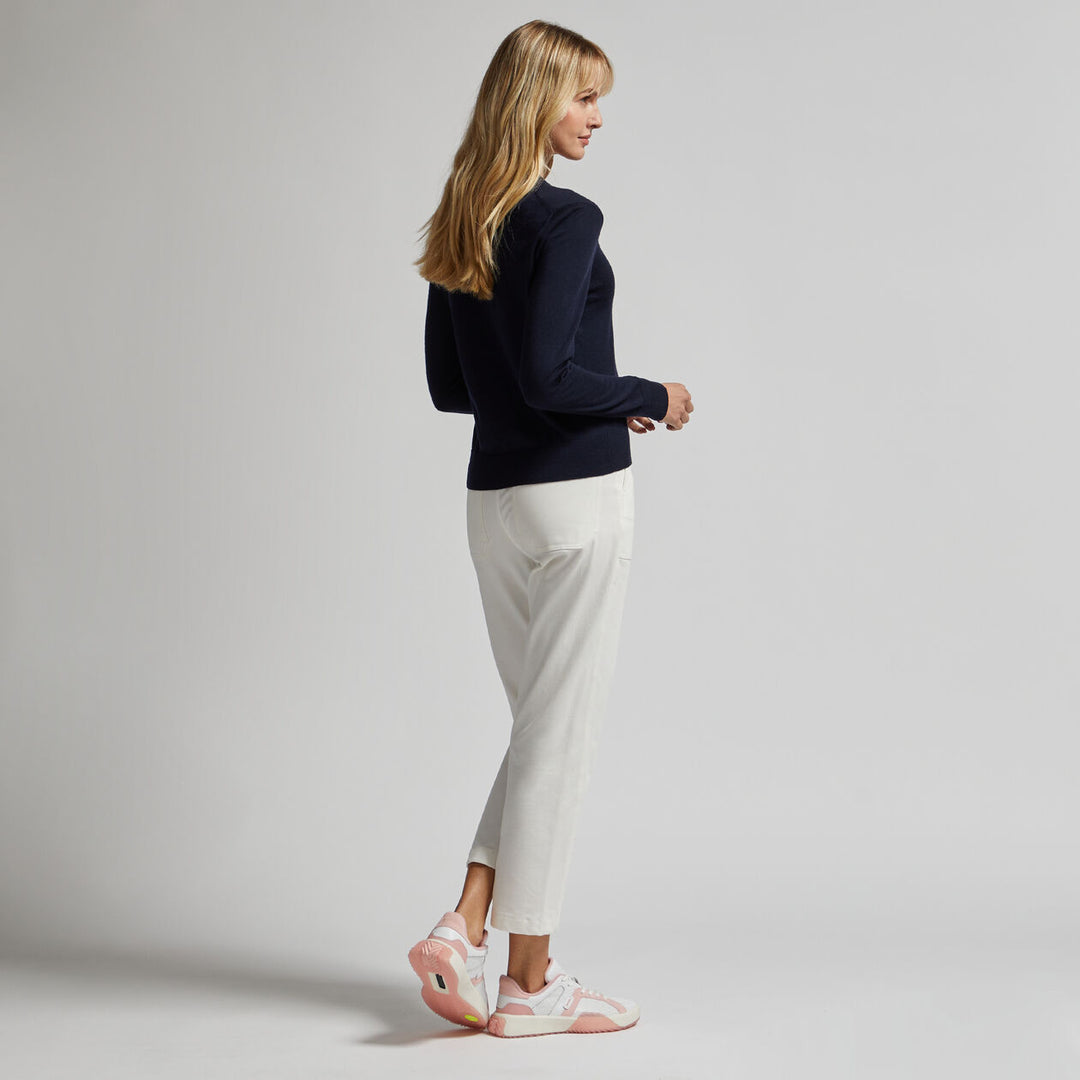 G/FORE WOMEN'S MOTHER GOLFER MERINO WOOL CREWNECK SWEATER - TWILIGHT