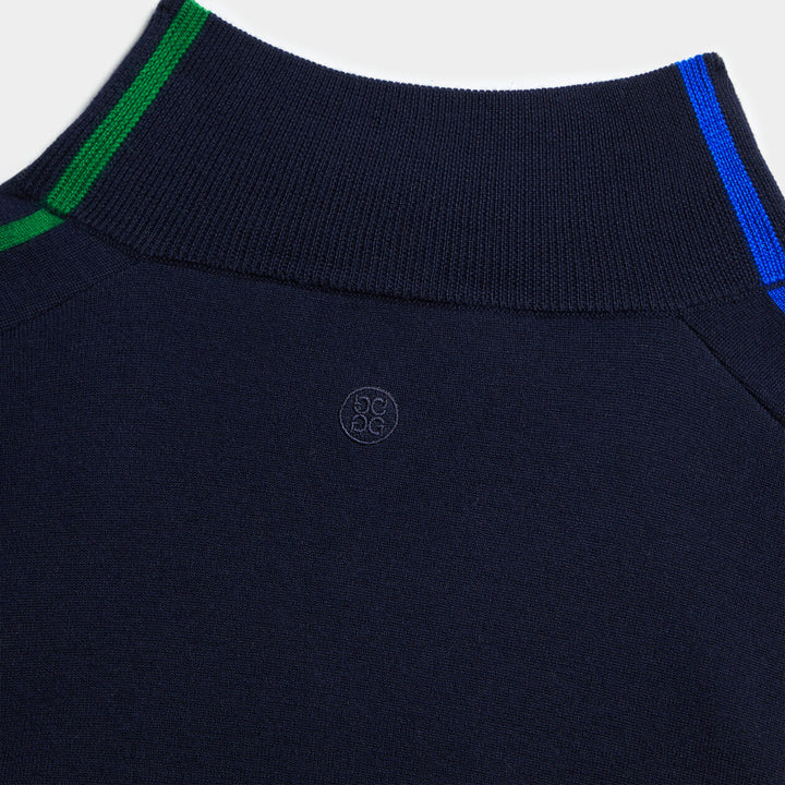 G/FORE WOMENS MERINO WOOL CONTRAST STRIPE QUARTER ZIP SWEATER - TWILIGHT