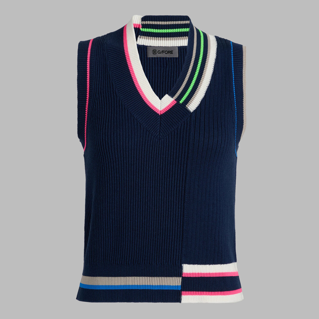 G/FORE WOMENS ENGINEERED STRIPE SWEATER VEST - TWILIGHT