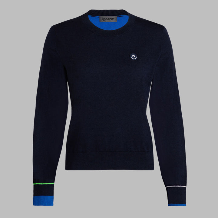 G/FORE WOMENS HAPPY G'S MERINO WOOL SWEATER - TWILIGHT