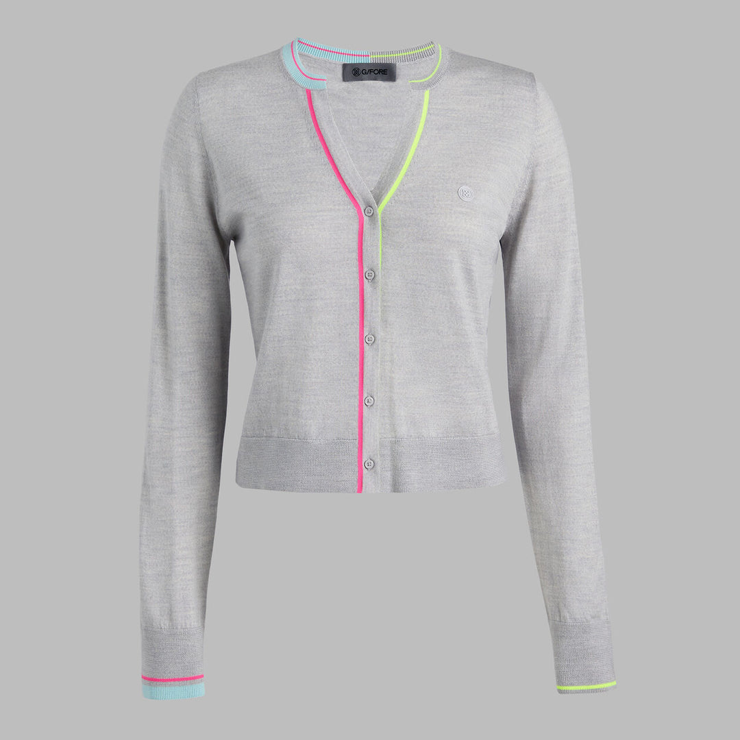 G/FORE WOMENS TAILORED MERINO WOOL CARDIGAN - MELANGE GREY