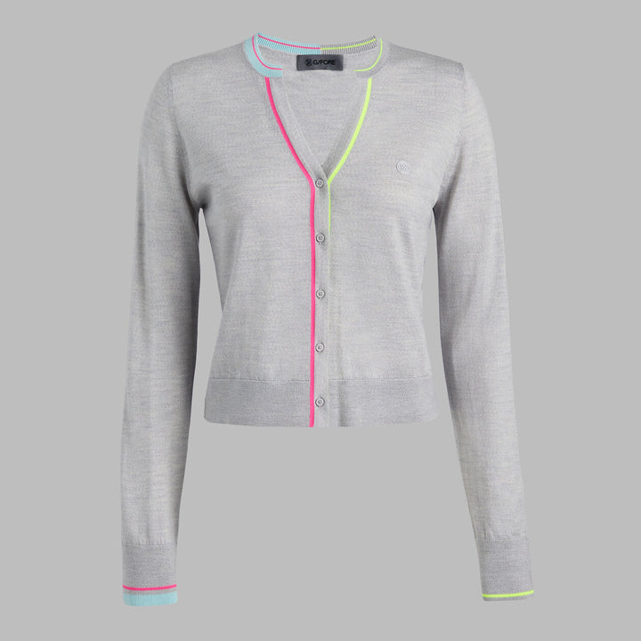 G/FORE WOMENS TAILORED MERINO WOOL CARDIGAN - MELANGE GREY