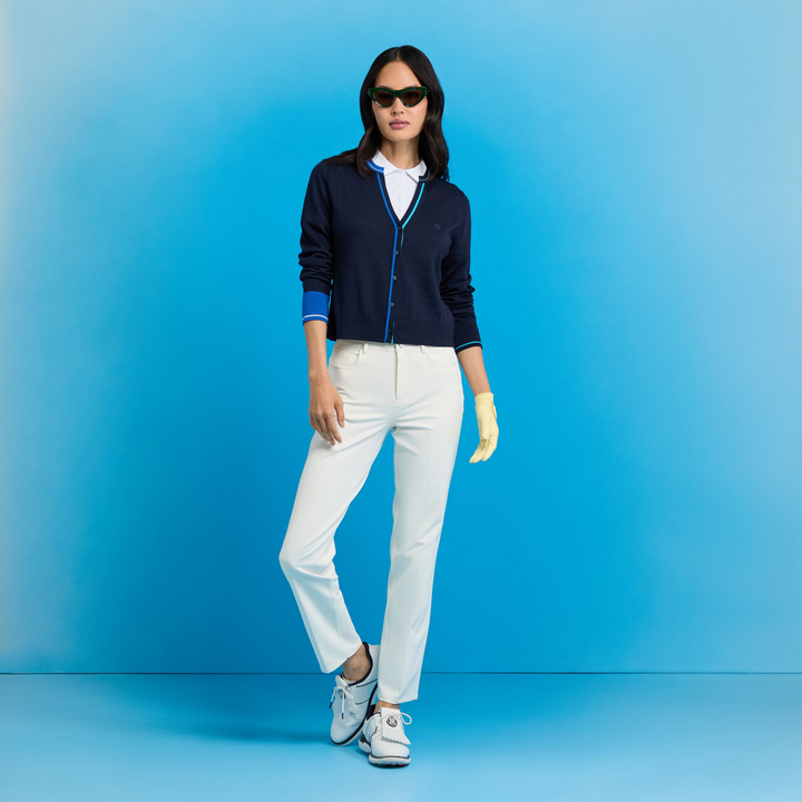 G/FORE WOMEN'S FITTED MERINO WOOL CARDIGAN SWEATER - TWILIGHT