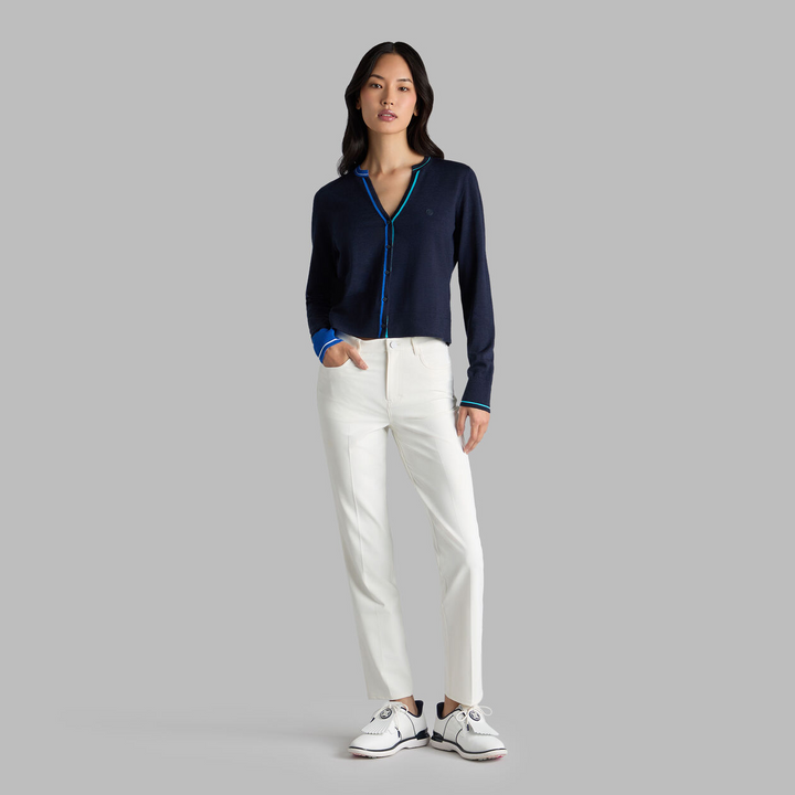 G/FORE WOMEN'S FITTED MERINO WOOL CARDIGAN SWEATER - TWILIGHT