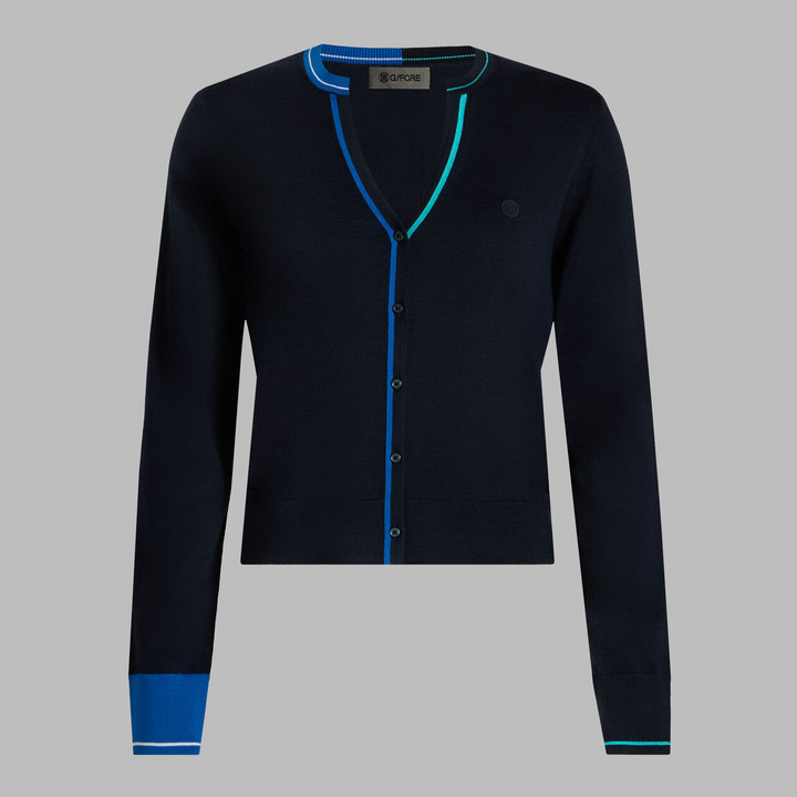 G/FORE WOMEN'S FITTED MERINO WOOL CARDIGAN SWEATER - TWILIGHT