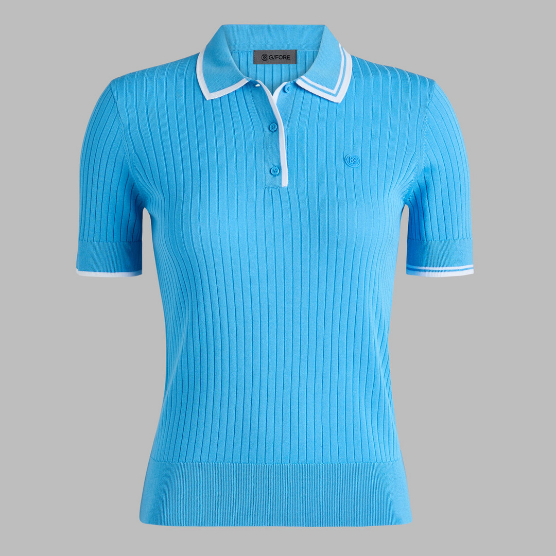 G/FORE WOMENS RIBBED KNIT SWEATER POLO - AZURE