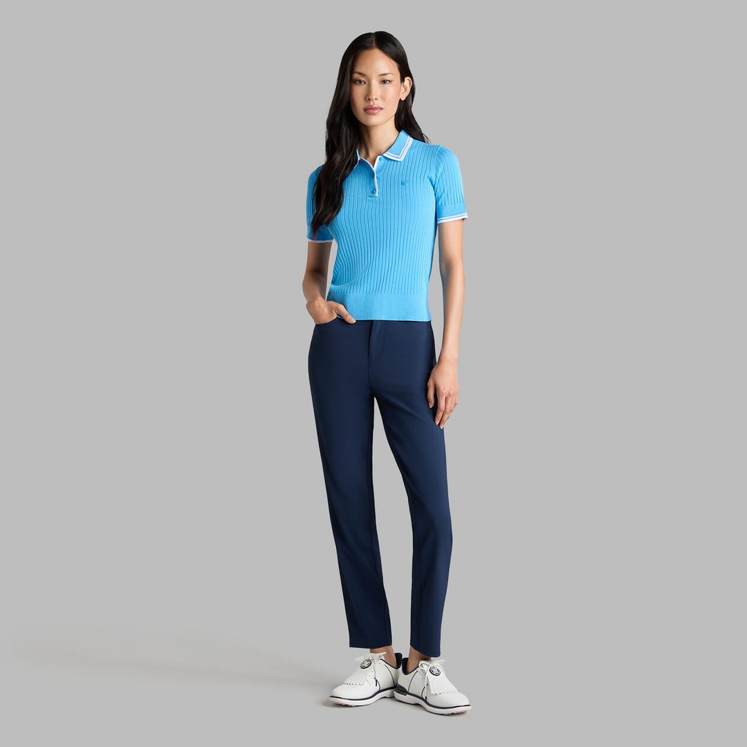 G/FORE WOMENS RIBBED KNIT SWEATER POLO - AZURE