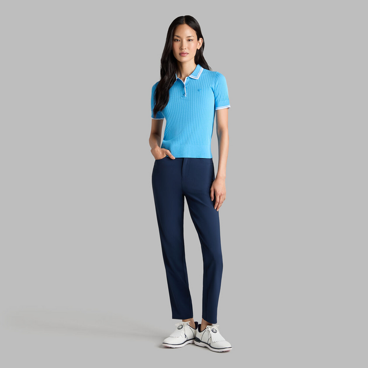 G/FORE WOMENS RIBBED KNIT SWEATER POLO - AZURE