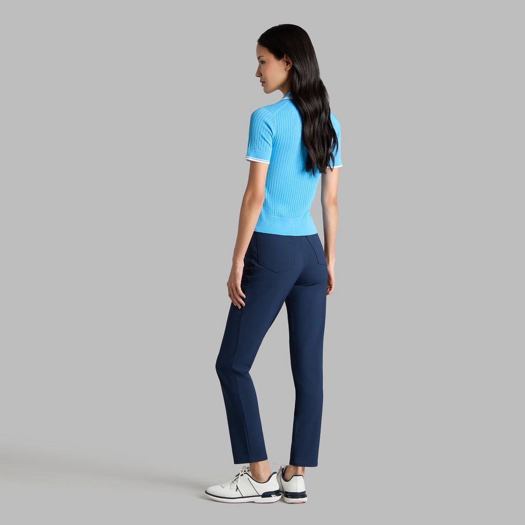 G/FORE WOMENS RIBBED KNIT SWEATER POLO - AZURE