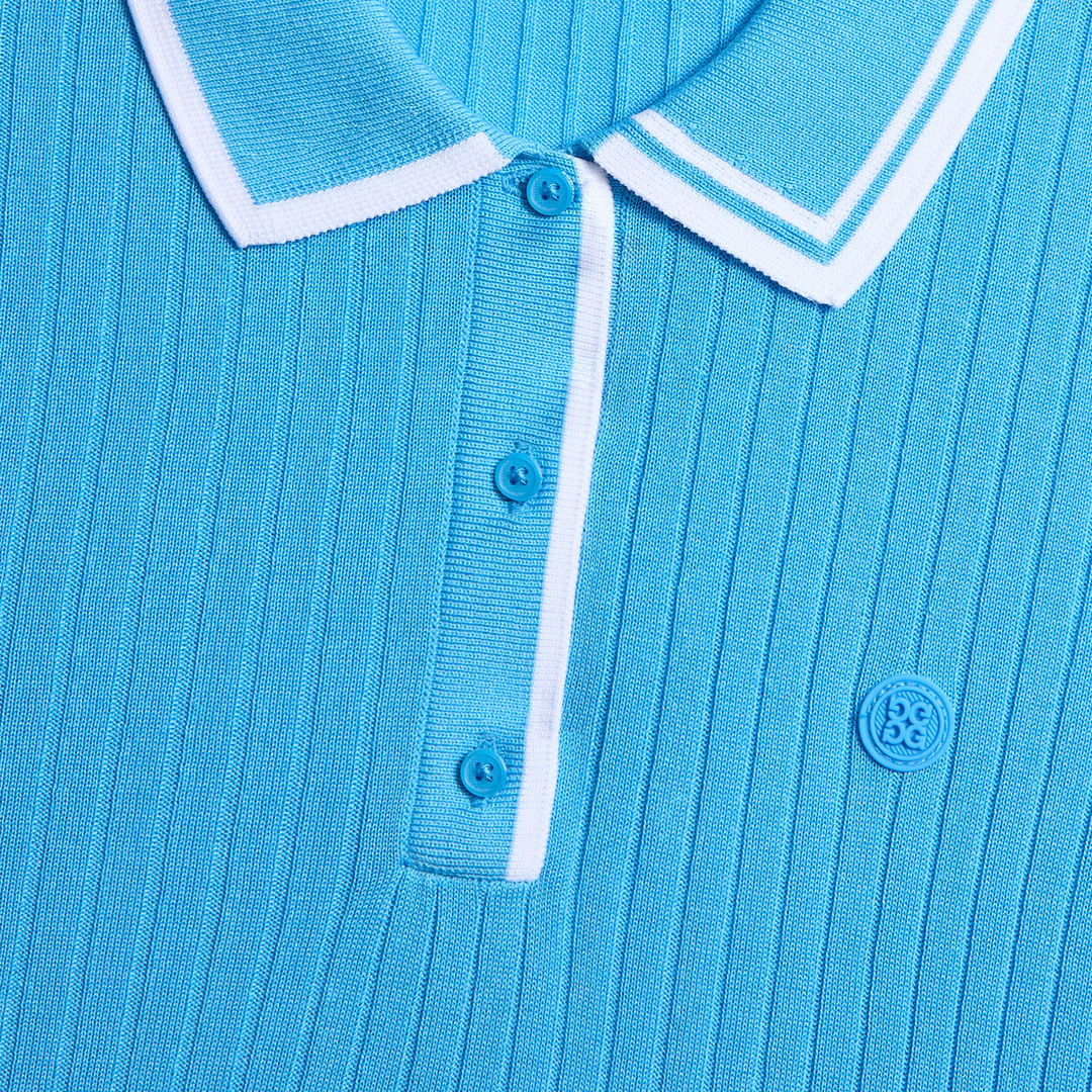 G/FORE WOMENS RIBBED KNIT SWEATER POLO - AZURE