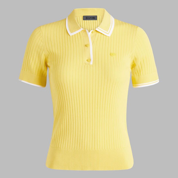 G/FORE WOMENS RIBBED KNIT SWEATER POLO - CANARY